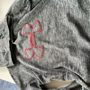 Under armour Womens size large hoodie, gray with pink logo